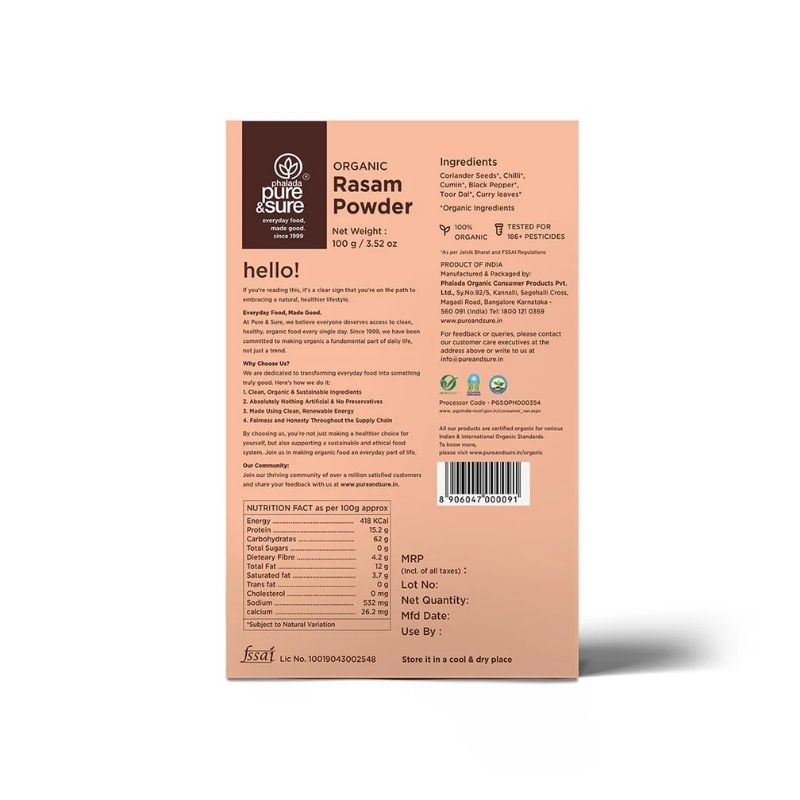 Pure Sure Organic Rasam Powder - 100 Gm