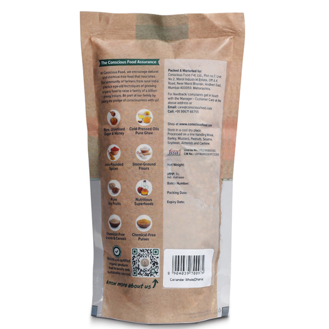Conscious Food Coriander Whole Dhania - 100 Gm