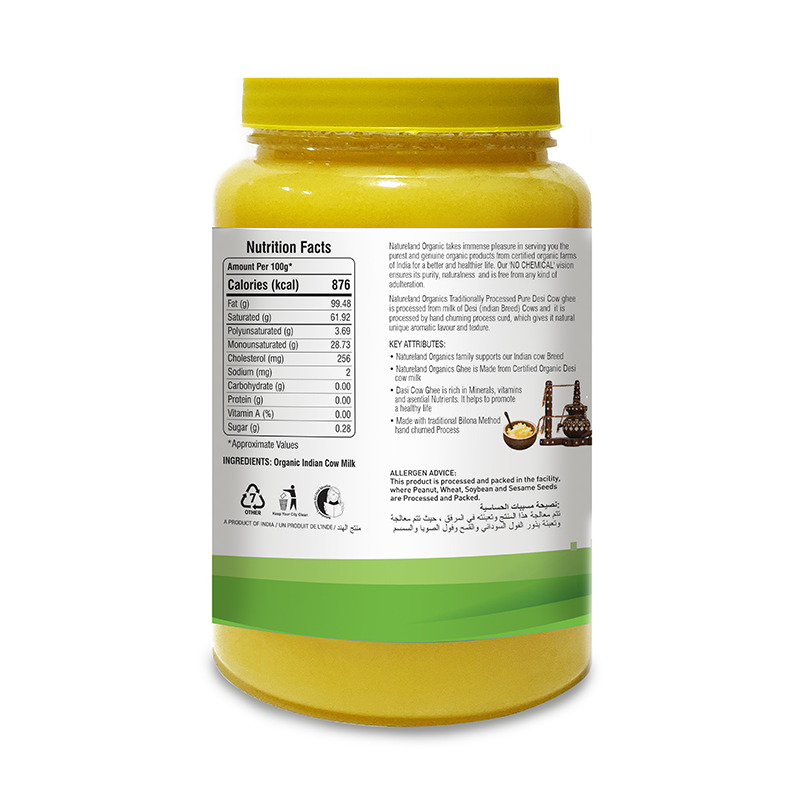Natureland Premium Cow Ghee - 1 Ltr Traditional Bilona Method