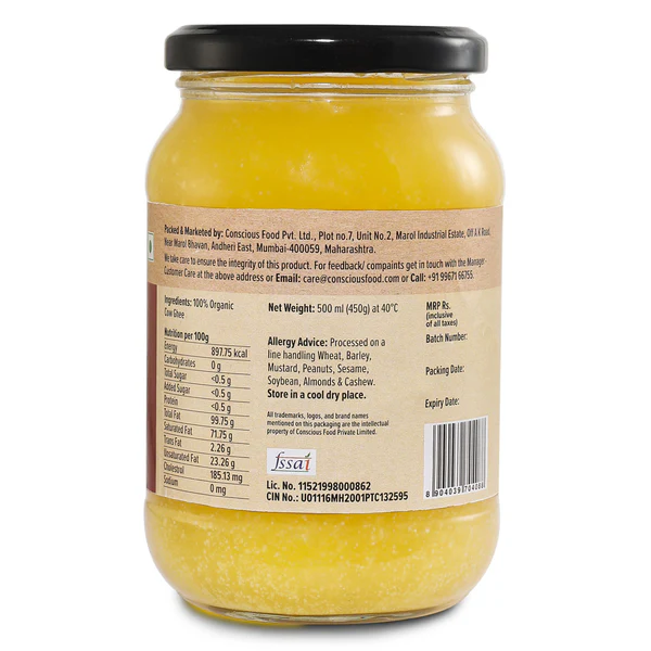 Conscious Food Organic Ghee - 500 Ml