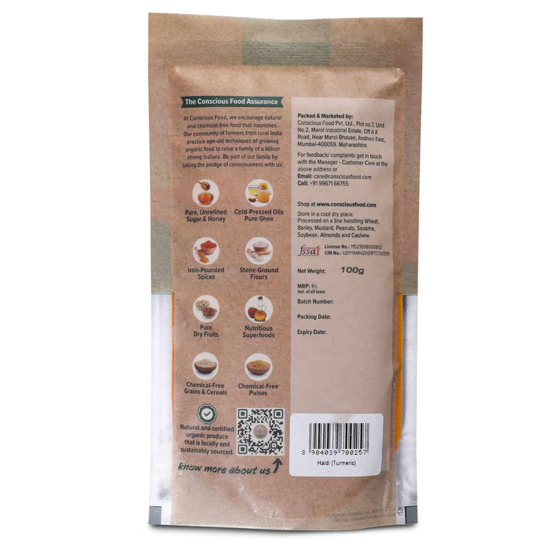 Conscious Food Organic Turmeric PowderHaldi High Curcumin 100g