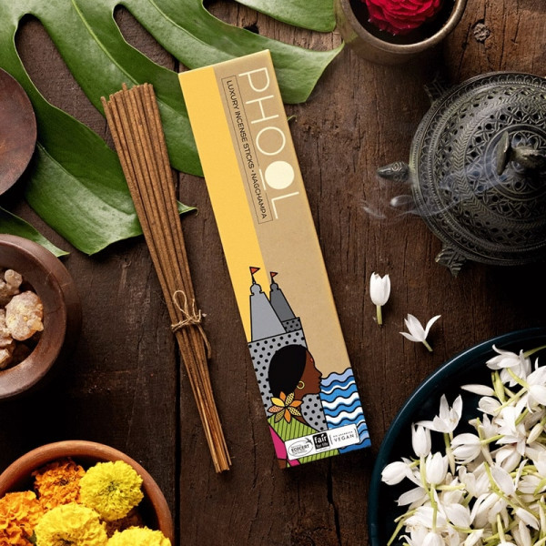 Image of Phool Natural Incense Sticks, Meditation Pack(40 Organic Agarbatti Sticks) | Fragrances- Nagchampa |Handrolled | Sulpher &amp; Charcoal Free |100% Organic.