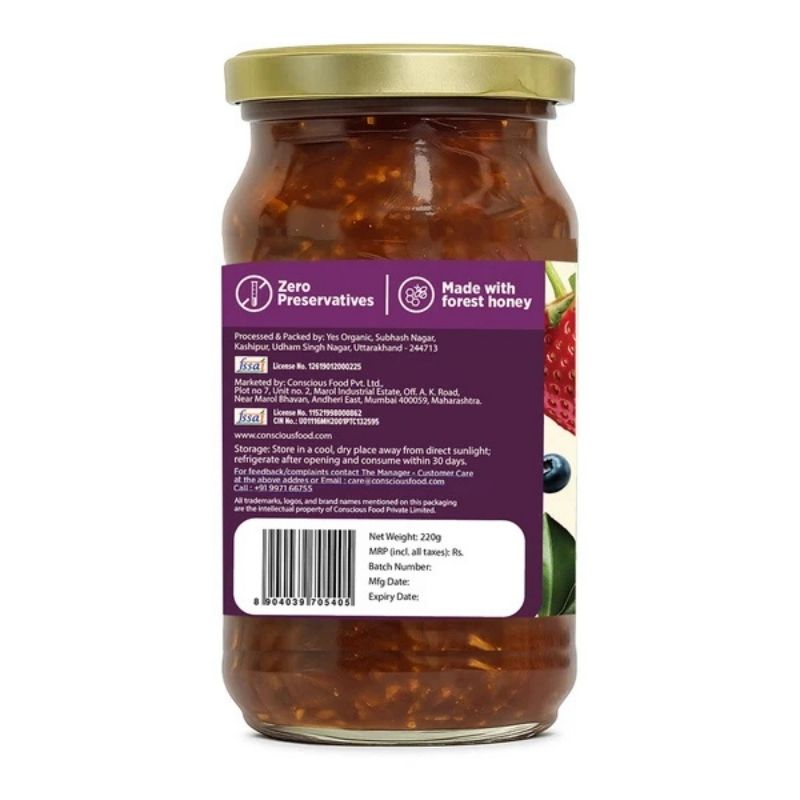 Conscious Food Mix Berry Jam - 220 Gm