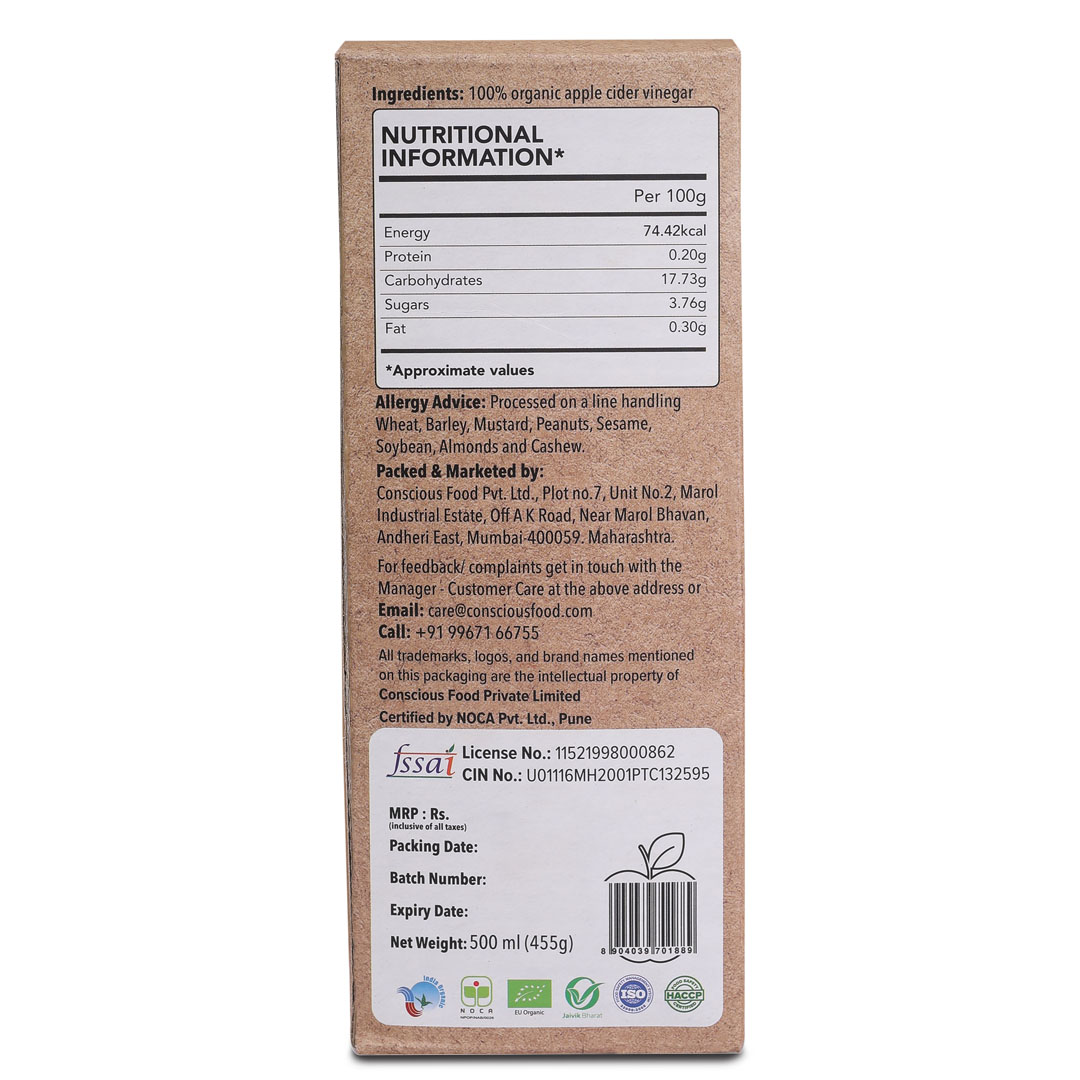 Conscious Food Apple Cider Vinegar - 500 Ml