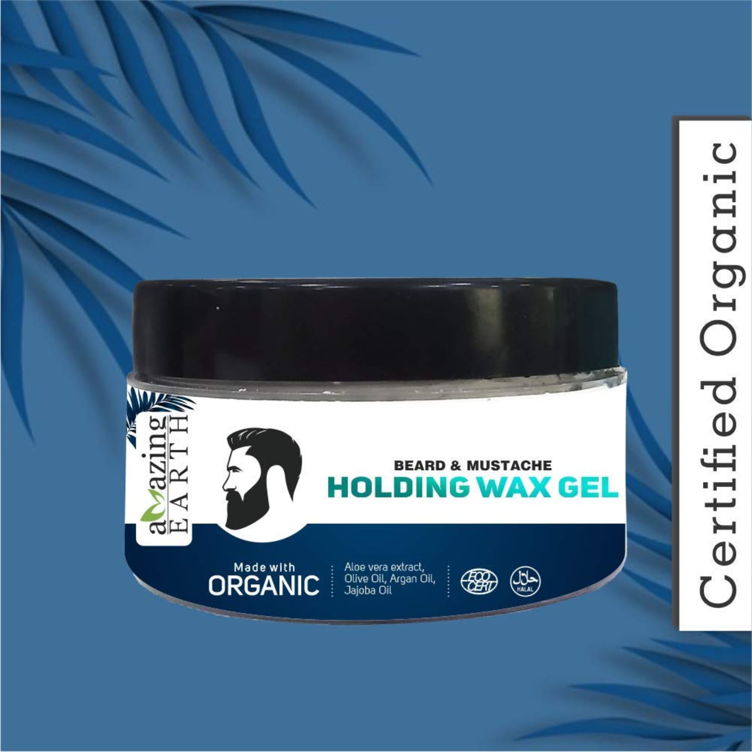 AMAzing EARTH Organic Beard Mustache Wax Gel - Strong Hold Chemical-Free 50gm