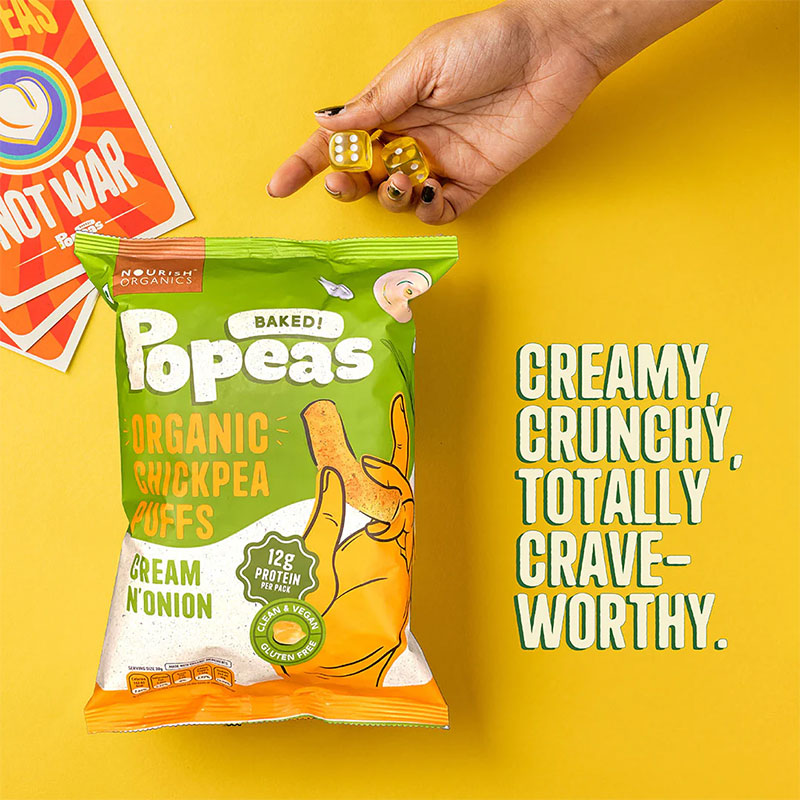 Nourish Organics Popeas Cream Onion 60g Protein Puffs
