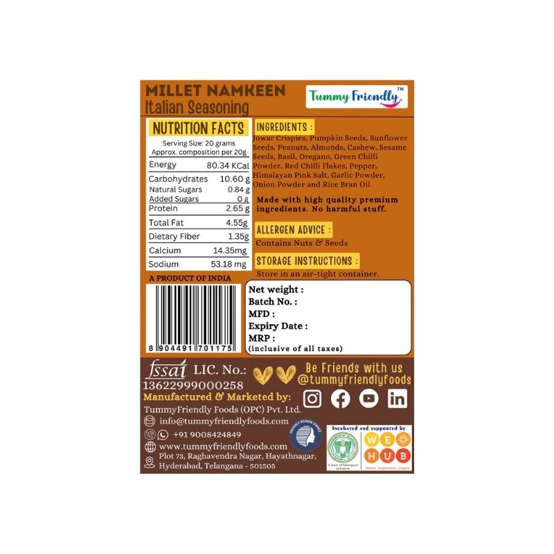 TummyFriendly Roasted millet namkeen tf italian seasoning - 70 gm