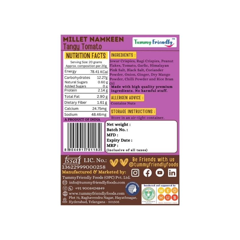 TummyFriendly Roasted millet namkeen tf tangy tomato - 70 gm