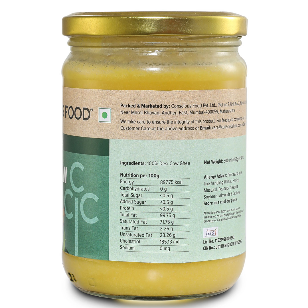 Conscious Food Desi A2 Cow Ghee - 500 Ml