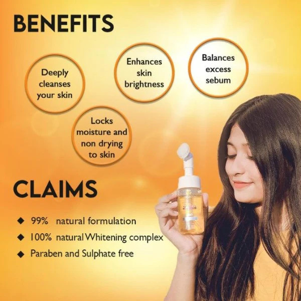 Orange marigold mild foaming face cleanser with silicon brush - 100 ml