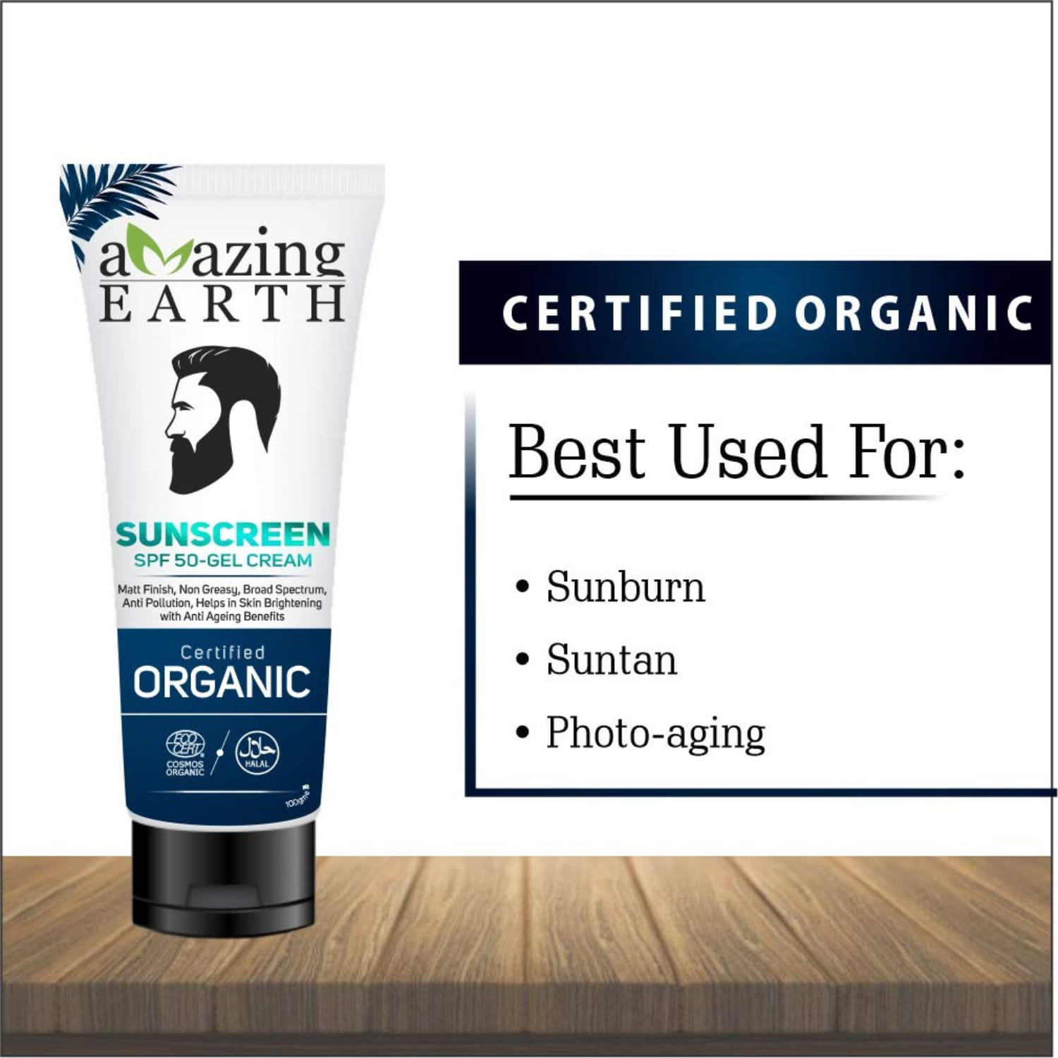 AMAzing EARTH SPF 50 Organic Sunscreen for Men - Matt Finish Anti-Aging 80ml