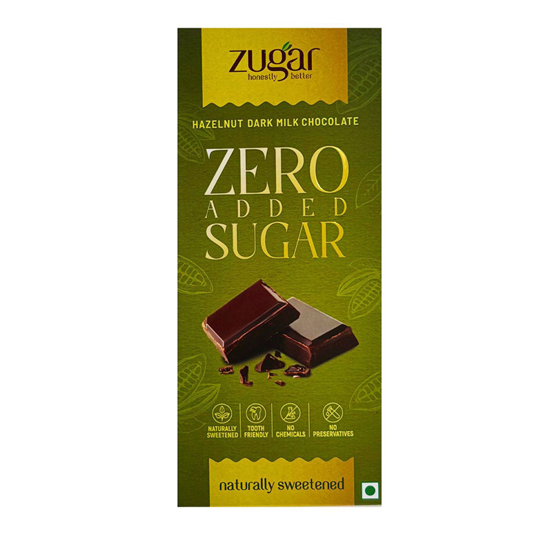 Zugar 49 Hazelnut Dark Chocolate 20g Zero Added Sugar Sweetened with Monk Fruit