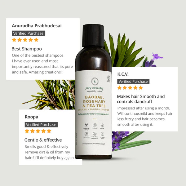 Juicy Chemistry Organic Baobab Rosemary Tea Tree Shampoo - 200 Ml