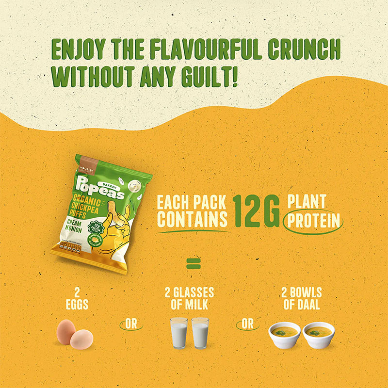Nourish Organics Popeas Cream  Onion 60g  Protein Puffs