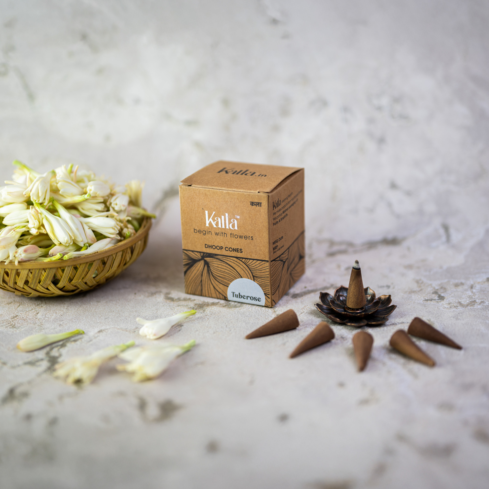 Kalla Tuberose Dhoop Cones 40u - 100 Gm