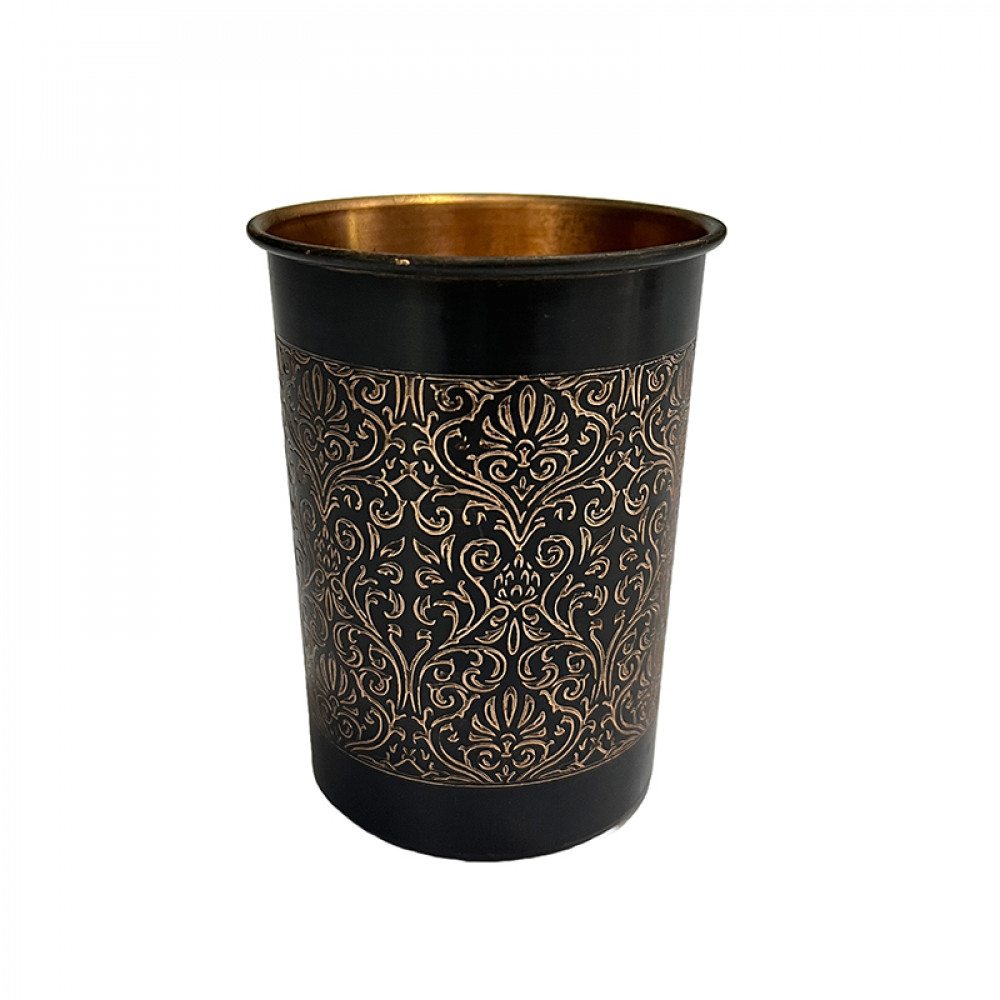 Image of Refresh Etching Antique Copper Glass Set (Pack of 2 - 200ml) | Timeless Elegance | Ayurvedic Health Benefits | Enhances Immunity &amp; Aids Digestion