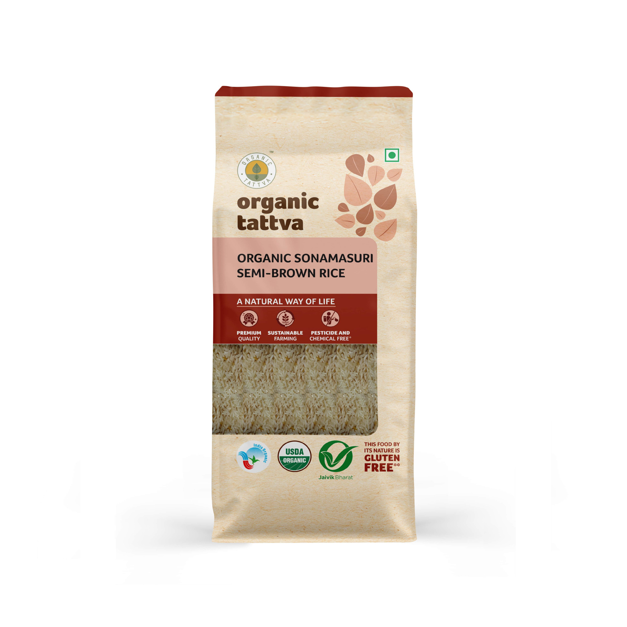 Organic Sonamasuri Rice Brown 1kg