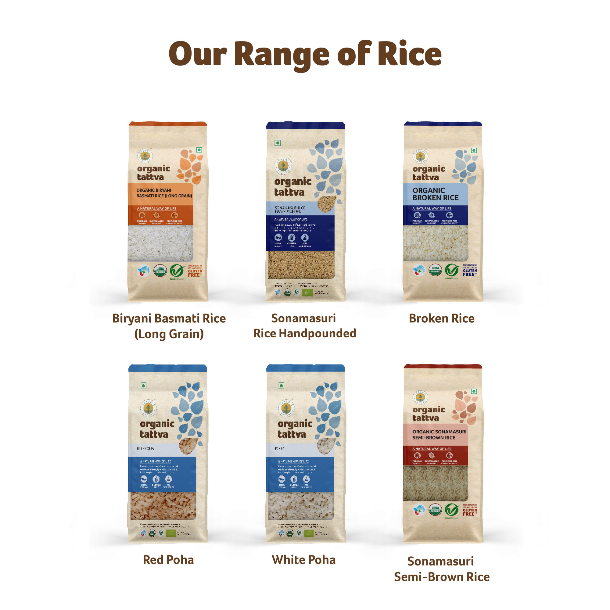 Organic Sonamasuri Rice Brown 1kg