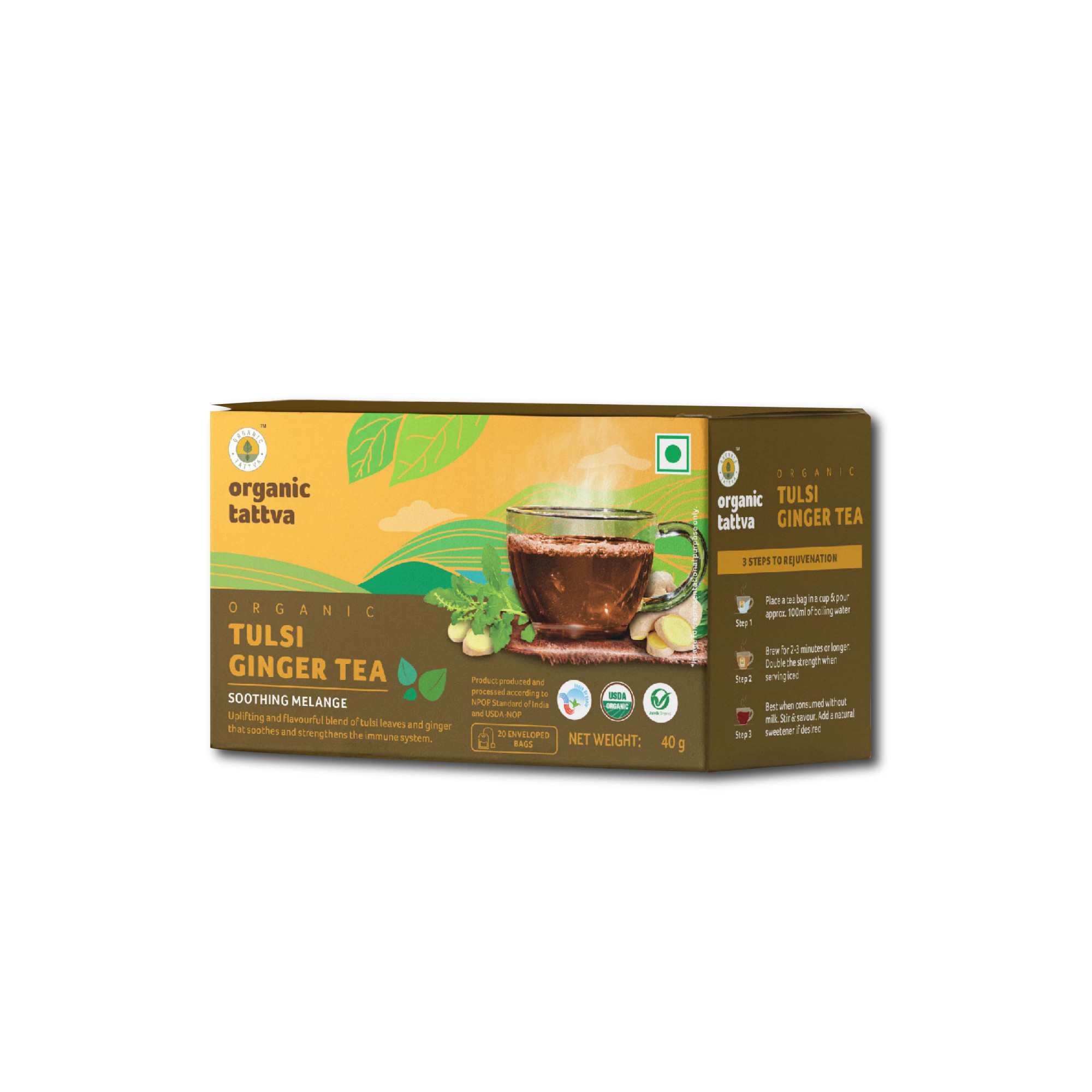 Organic Tulsi Ginger Tea 20 teabags 40g