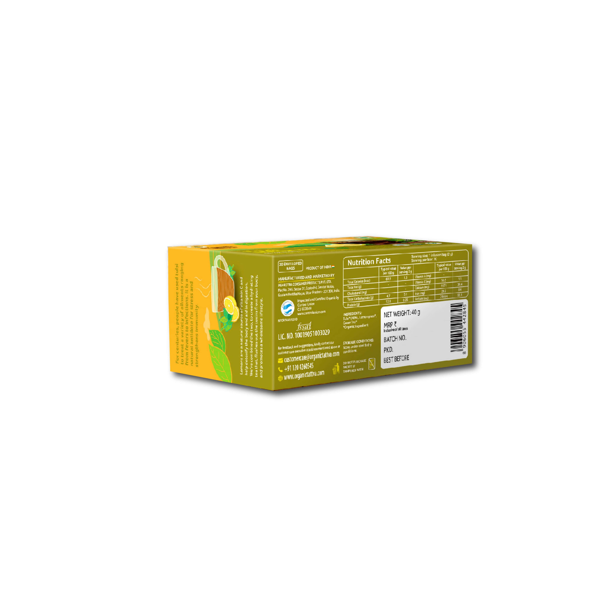 Organic Tulsi Lemon Tea 20 teabags 40g
