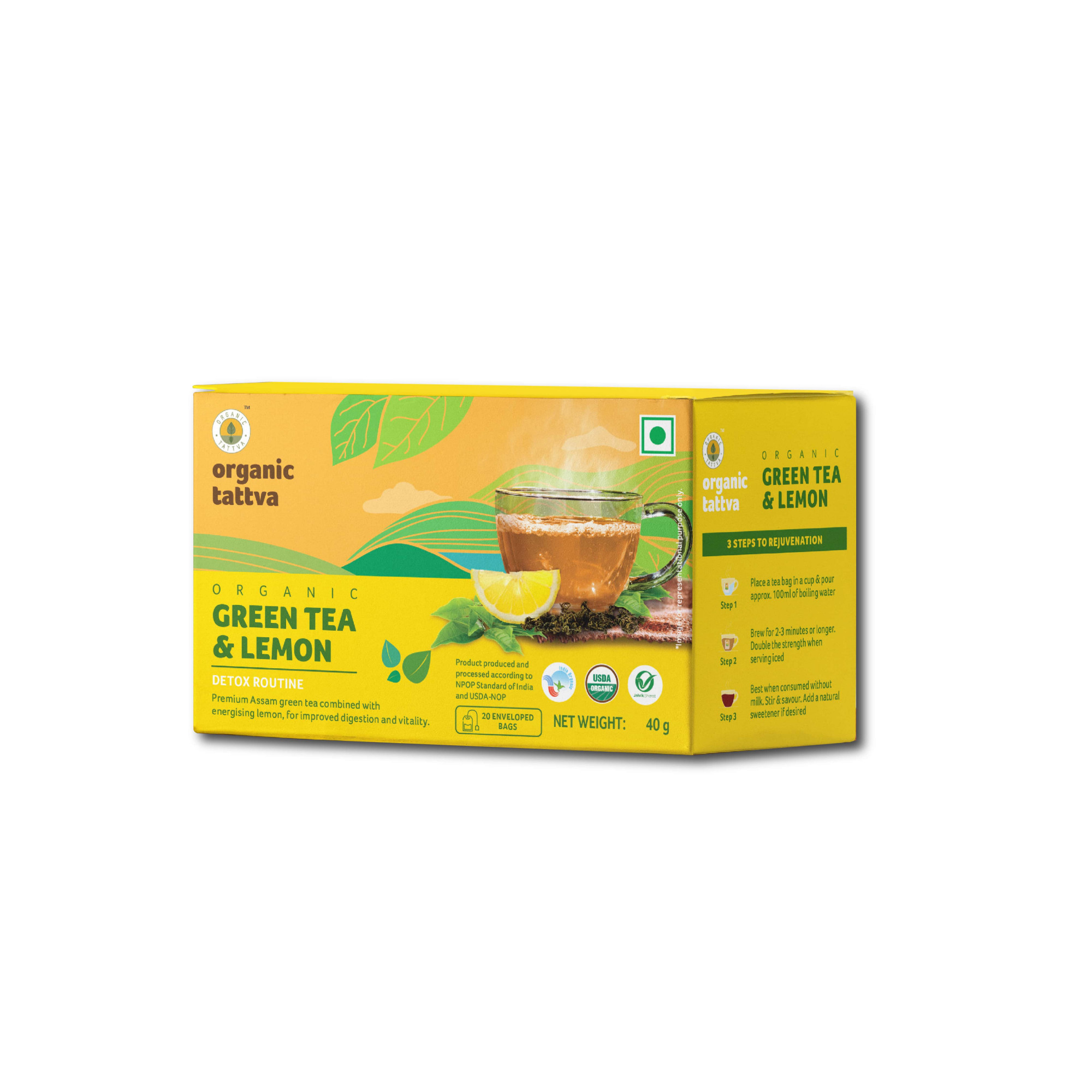Organic Green Tea  Lemon 40g