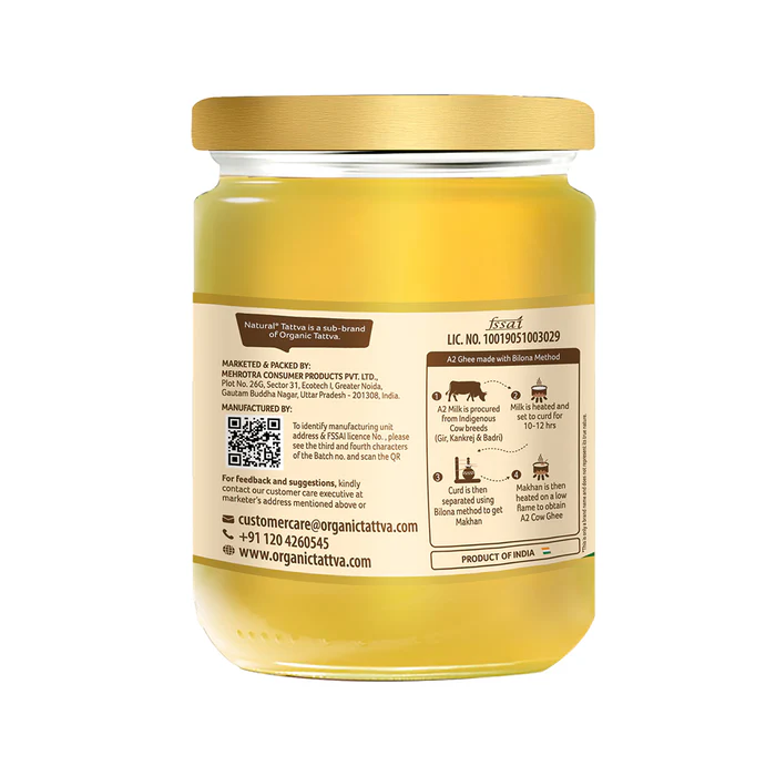 Natural Tattva A2 Cow Ghee - 500 Ml  Traditional Bilona Method