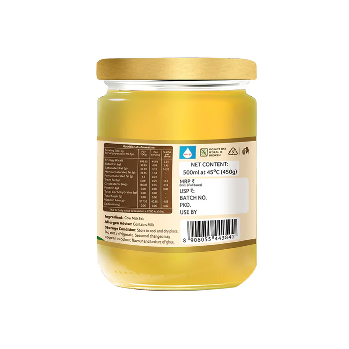 Natural Tattva A2 Cow Ghee - 500 Ml Traditional Bilona Method