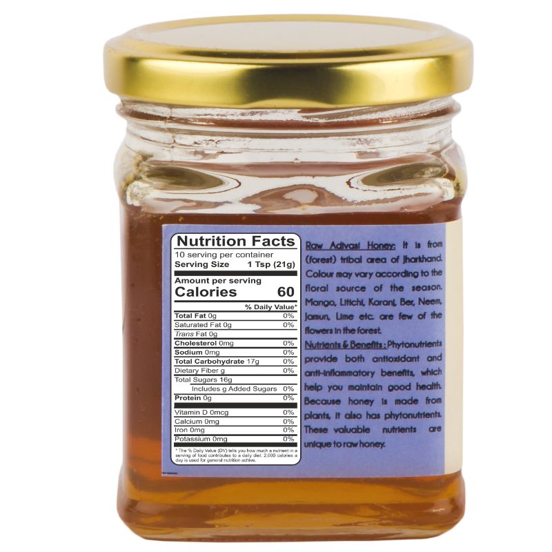 Praakritik Natural Adivasi Honey Organic Natural Unpasteurized Unfiltered  Raw from Wild Indigenous Bees  200gm