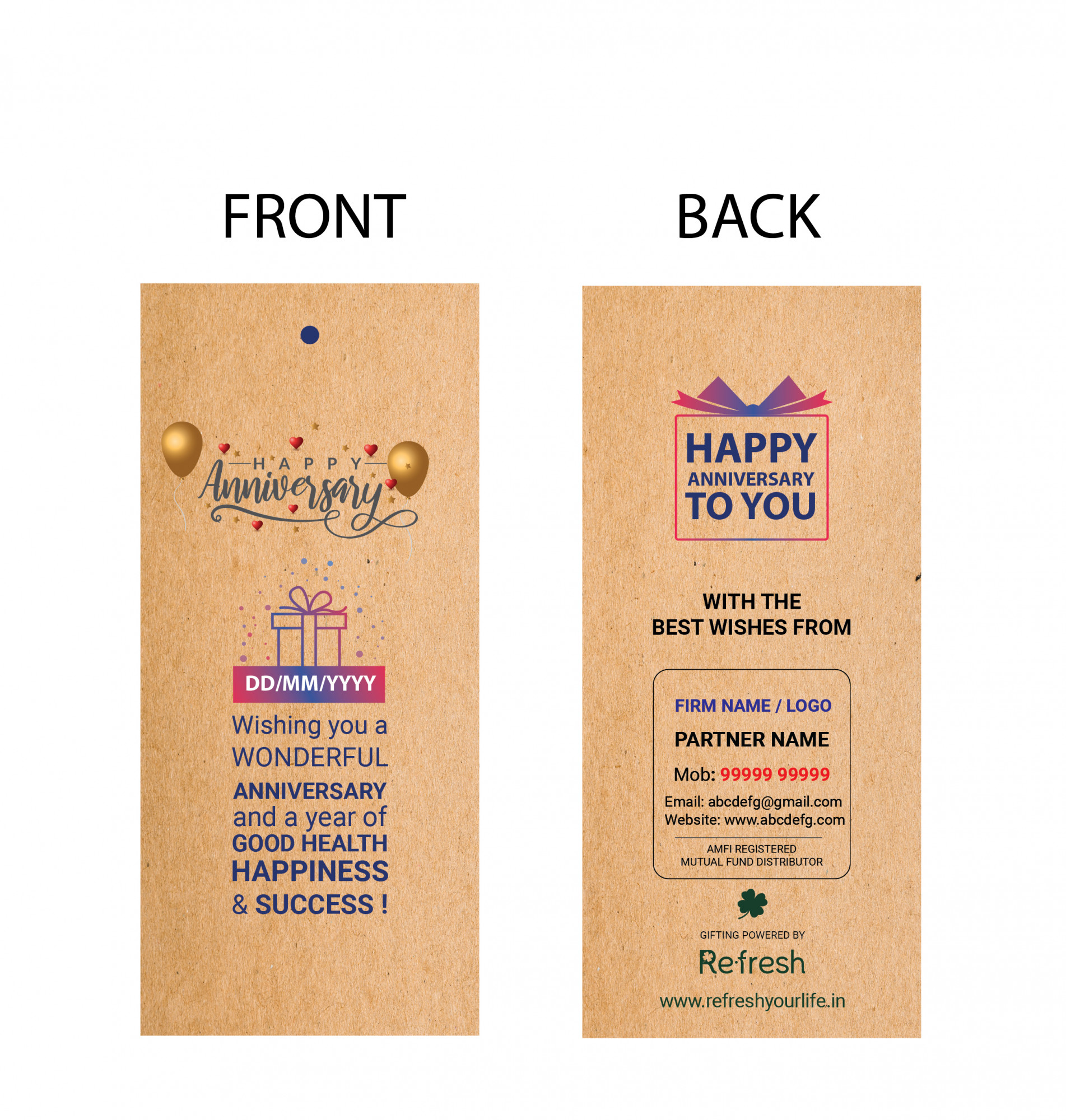 Anniversary Tag For Jute Bag