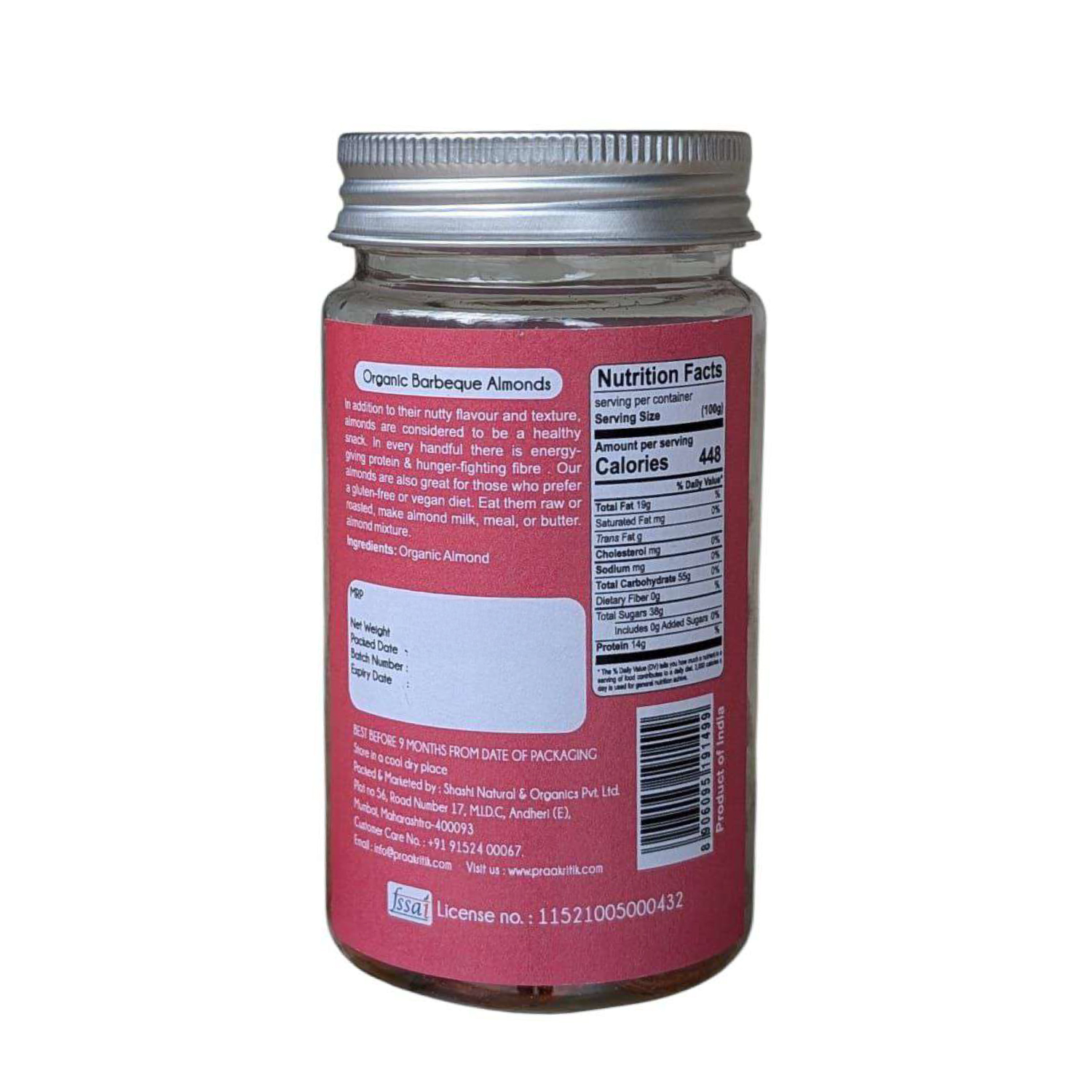 Praakritik Natural Barbeque Almonds - 100 Gm
