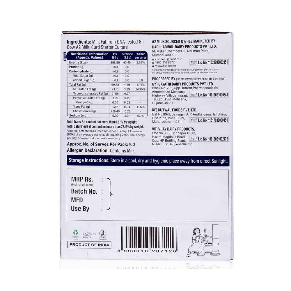 Hari Bol A2 Bilona Ghee - 500 Ml