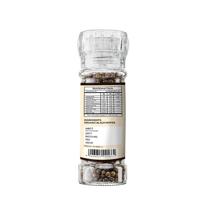 Organic Black Pepper Grinder - 50 Gm