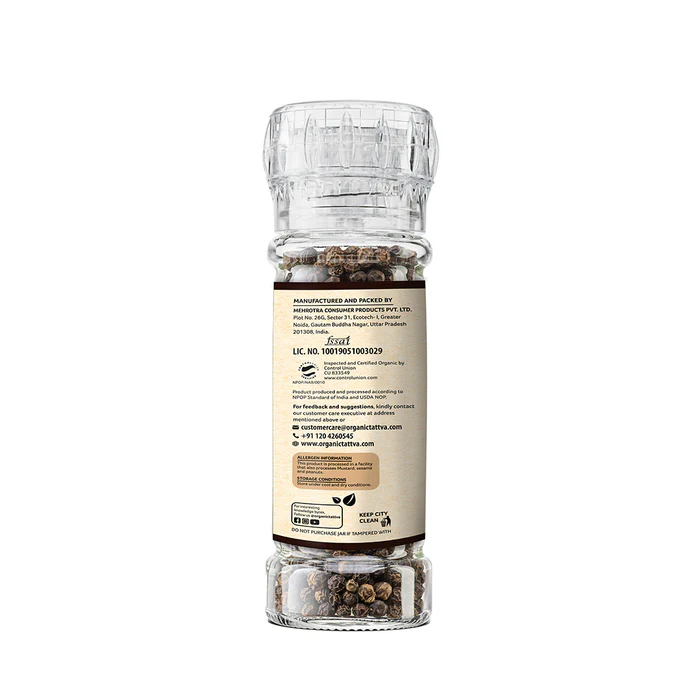 Organic Black Pepper Grinder - 50 Gm