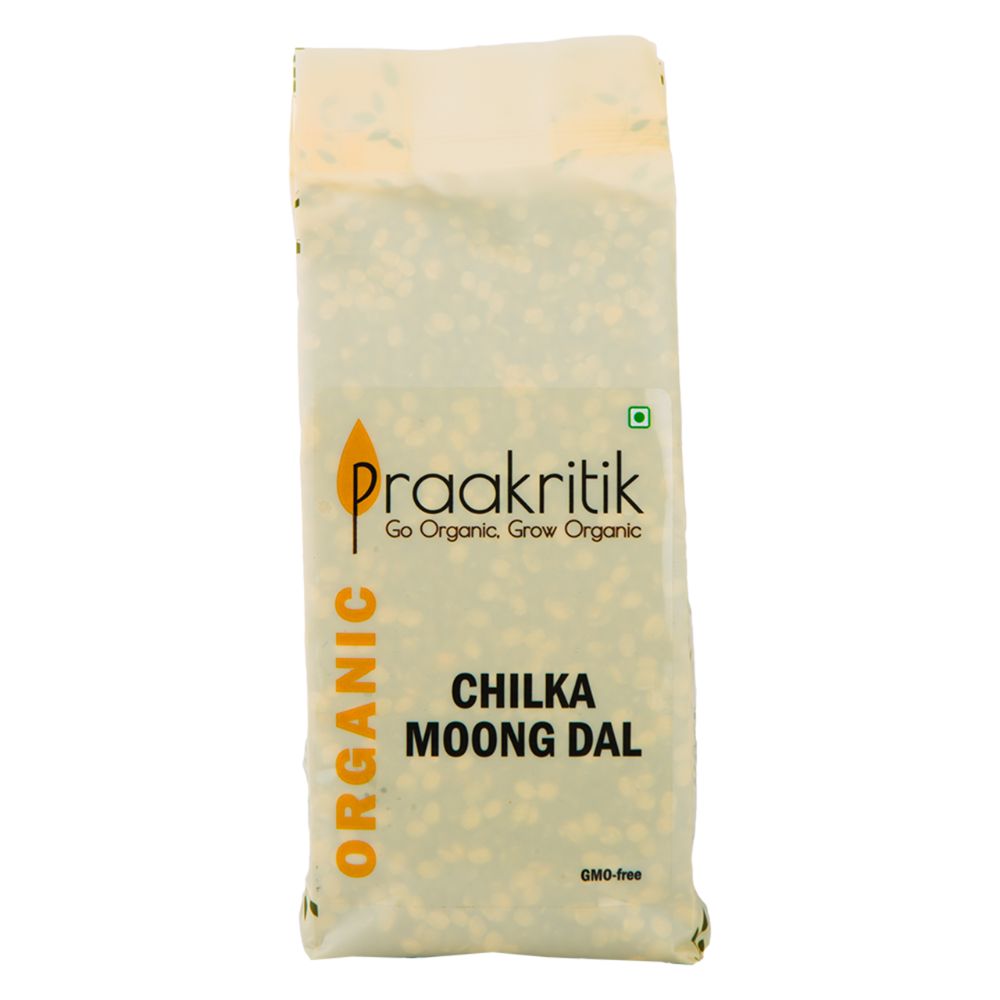 Praakritik Organic Chilka Hara Moong Unpolished Split Green Lentil Free from Additives 500Gm