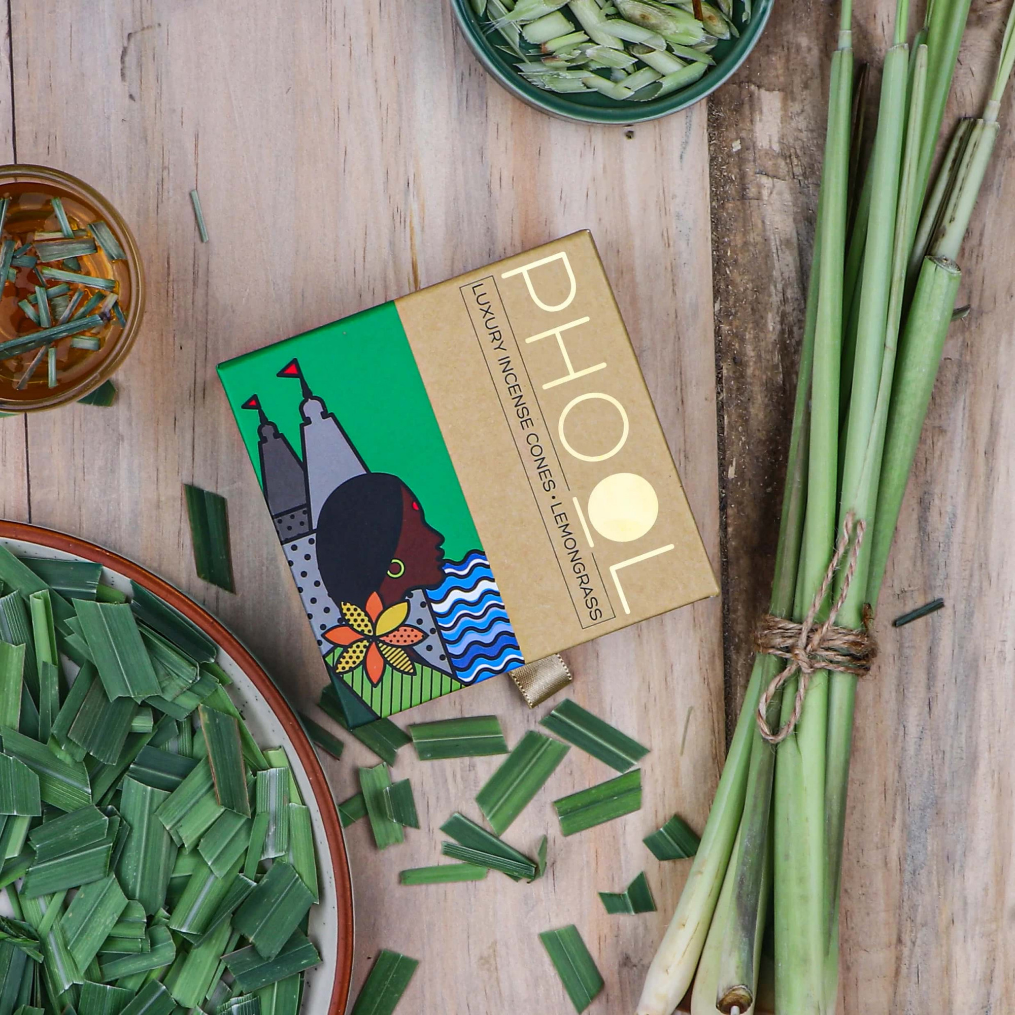 Phool Lemongrass Cones Indoor Outdoor Freshness 30-35 Min Burn - 40 Long-Lasting Cones with Uplifting Lemongrass Aroma Ideal for Home Garden