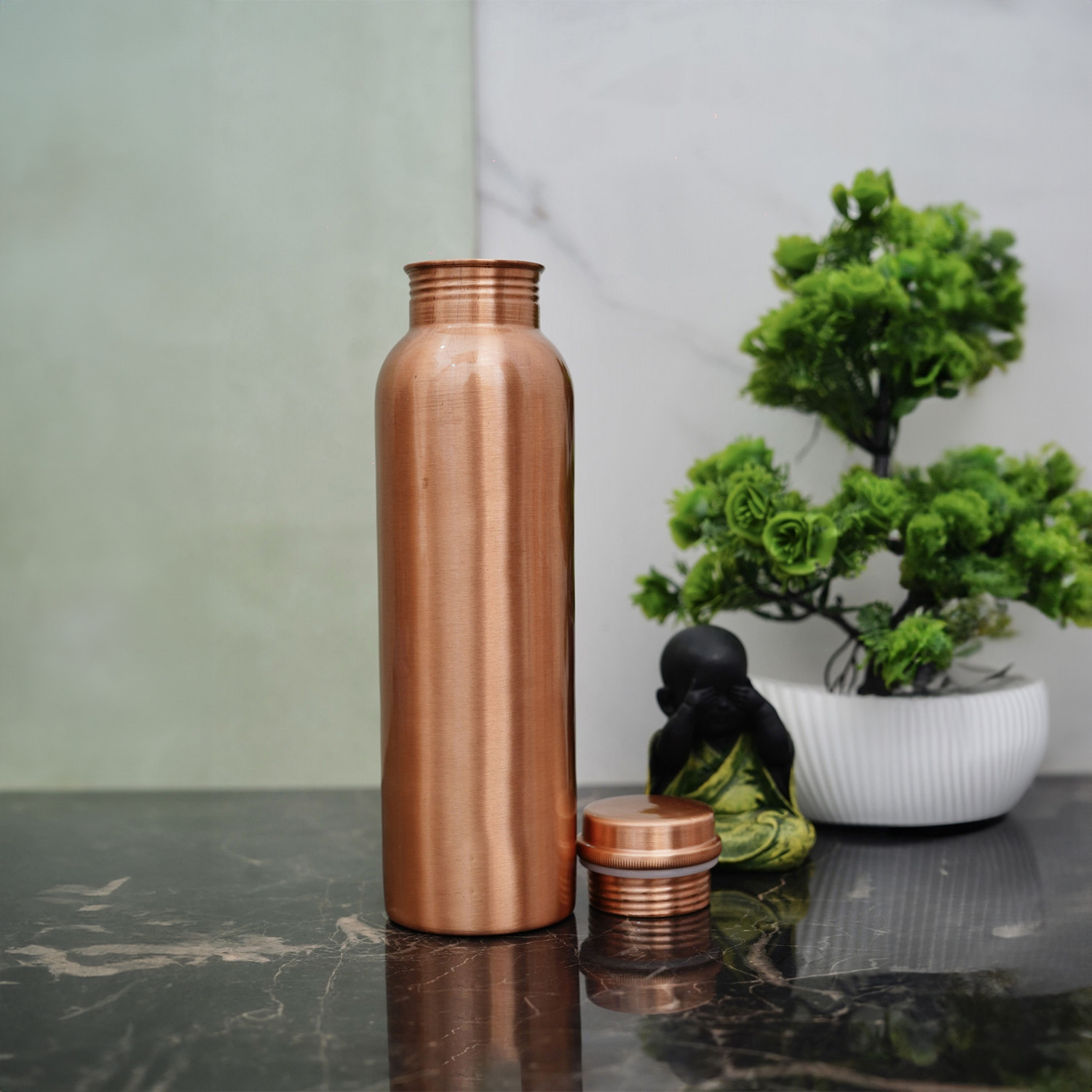 Veda Plain Copper Bottle Ayurvedic Health Benefits Enhances Immunity Aids Digestion Tamba Bottle for Home Office Travel