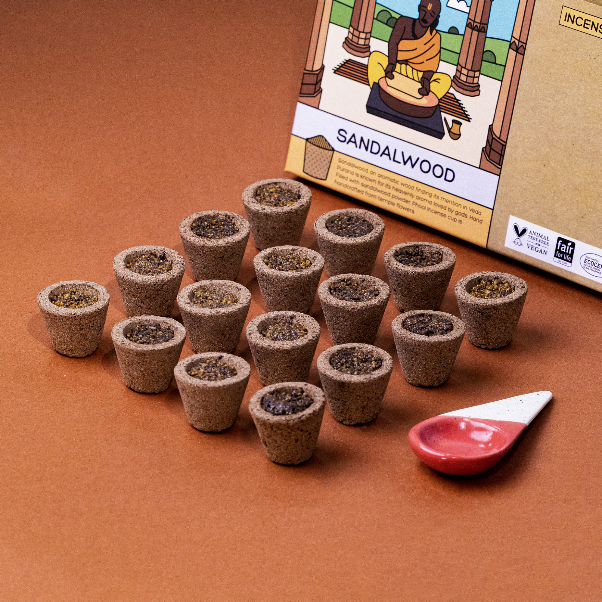 Phool Sandalwood Havan Cups - 16 U