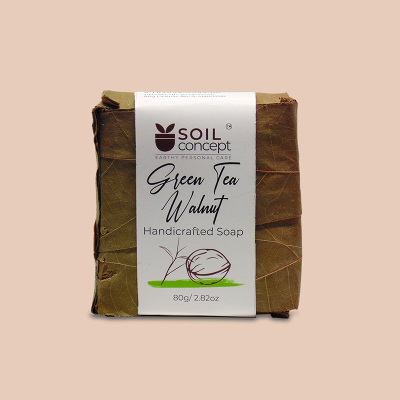 Soil Concept Green Tea Walnut Soap - 80 Gm