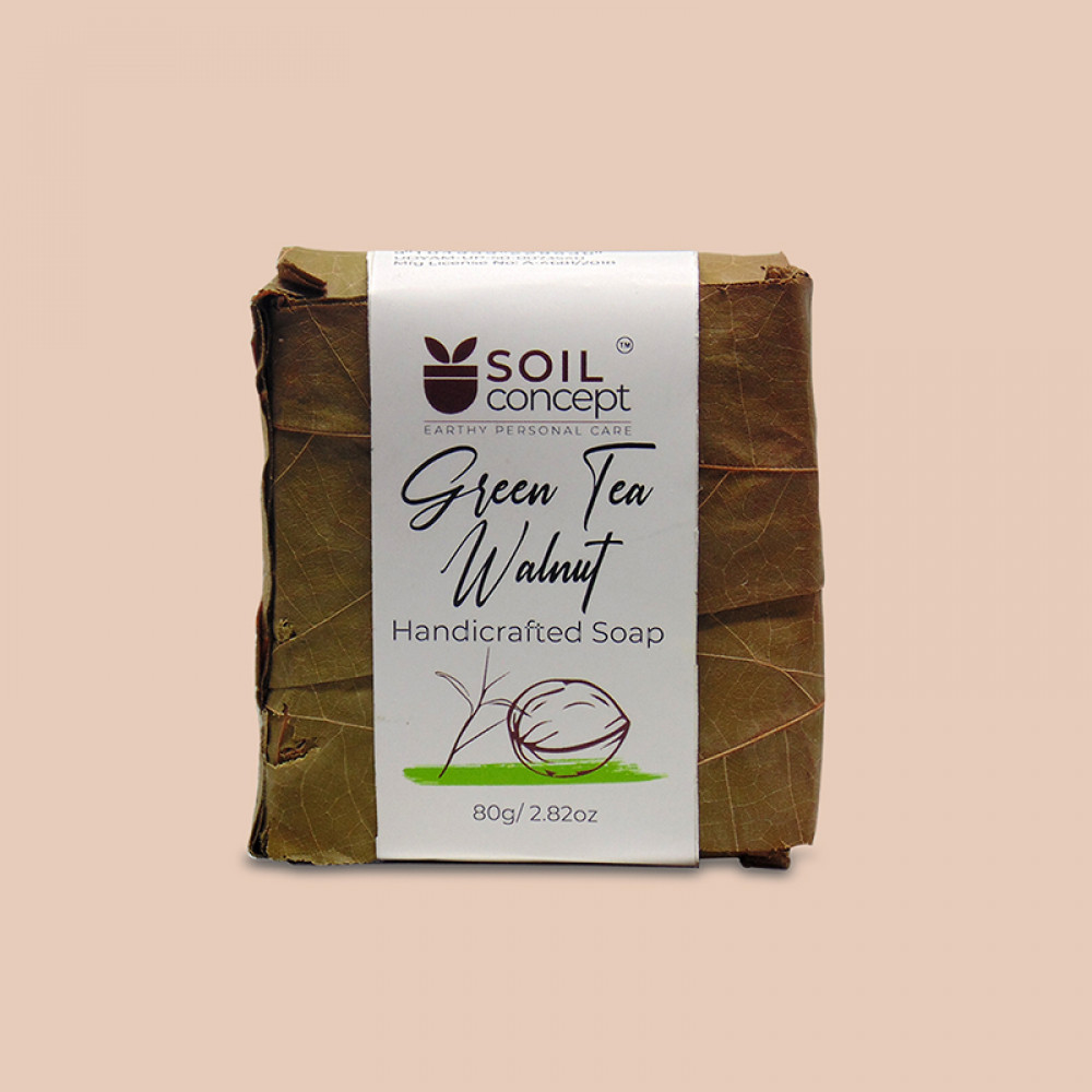 Image of Soil Concept Green Tea Walnut Soap - 80 Gm