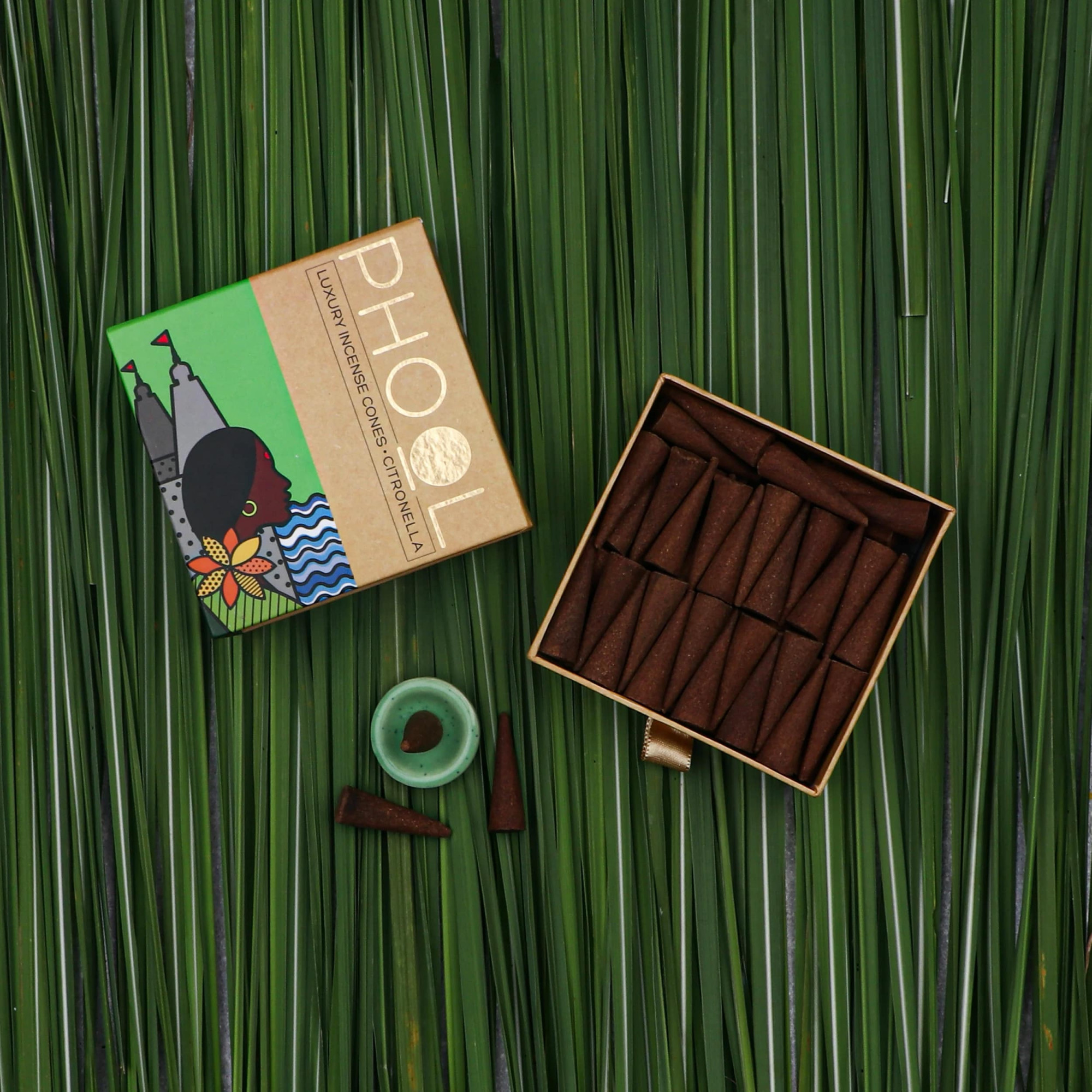 Phool Citronella Incense Cones 40 LemongrassHerbs for Aromatherapy upto 35 Min Burning Time