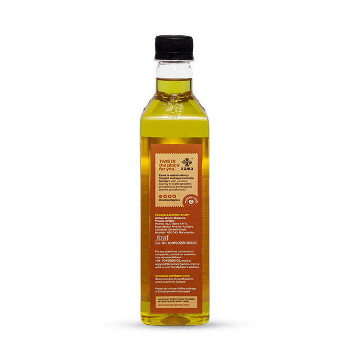 Zama organic Cold Pressed Rice Bran Oil - 500 Ml