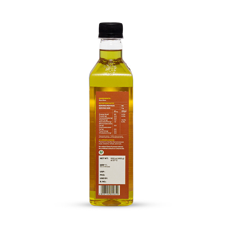 Zama organic Cold Pressed Rice Bran Oil - 500 Ml
