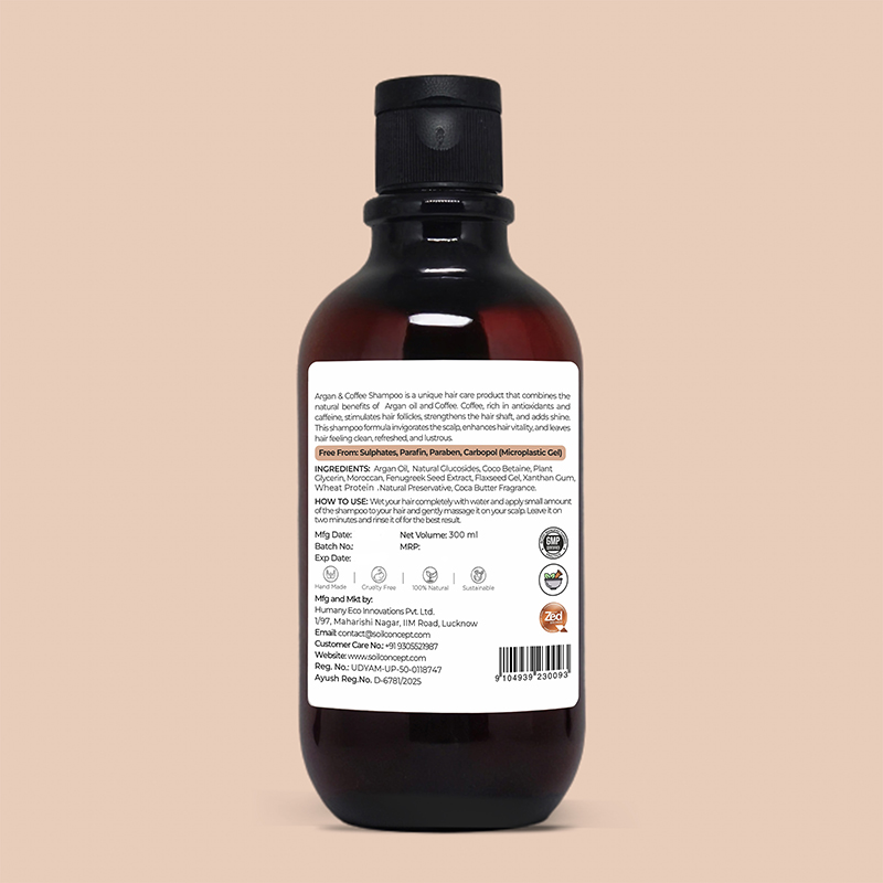 Soil Concept Soft  Strong Vegan Shampoo Argan  Coffee - 300 Ml