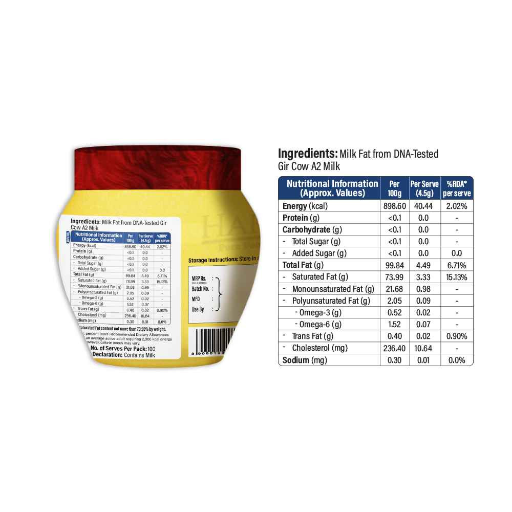 Hari Bol A2 Desi Gir Cow Ghee - 500 Ml