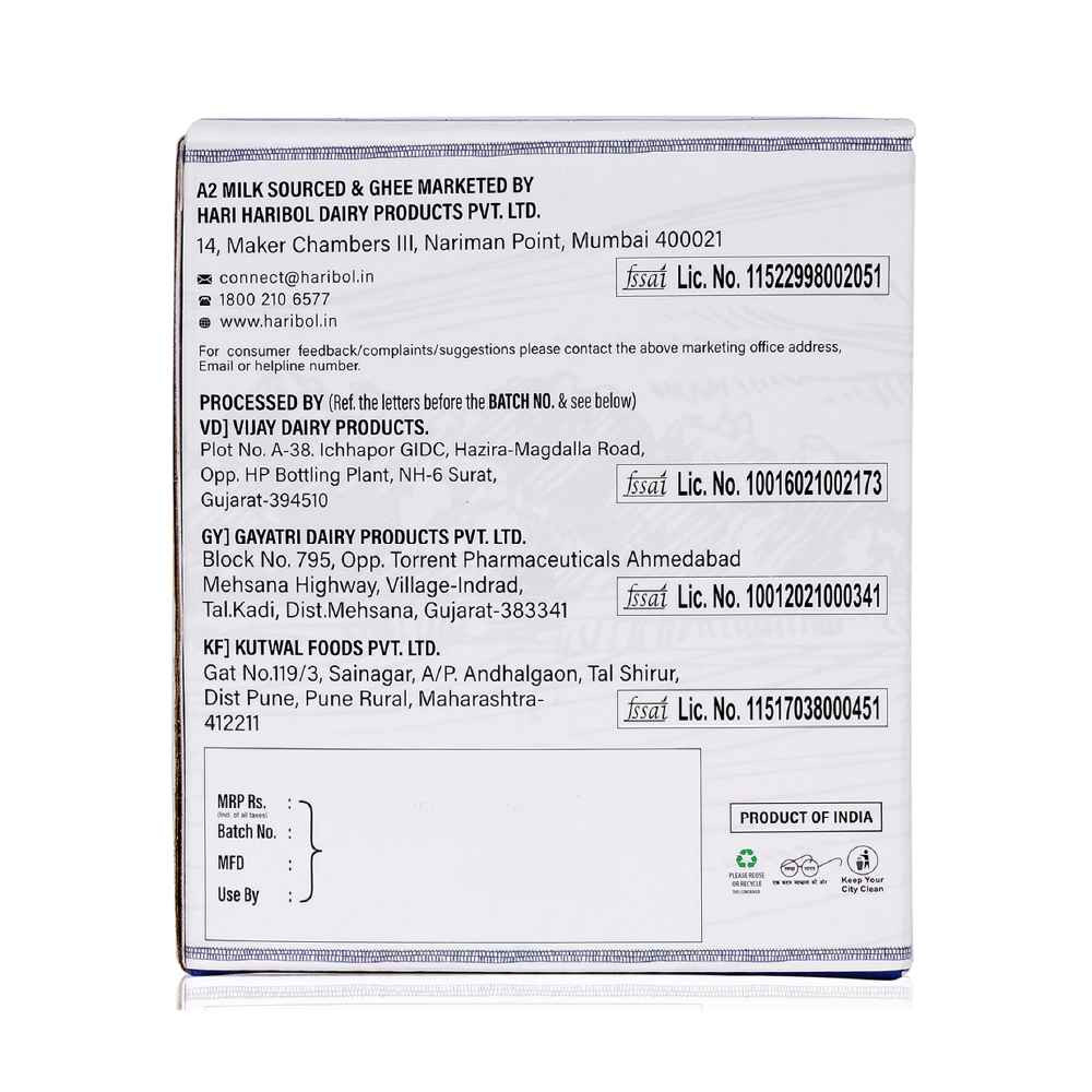 Hari Bol A2 Desi Gir Cow Ghee - 500 Ml