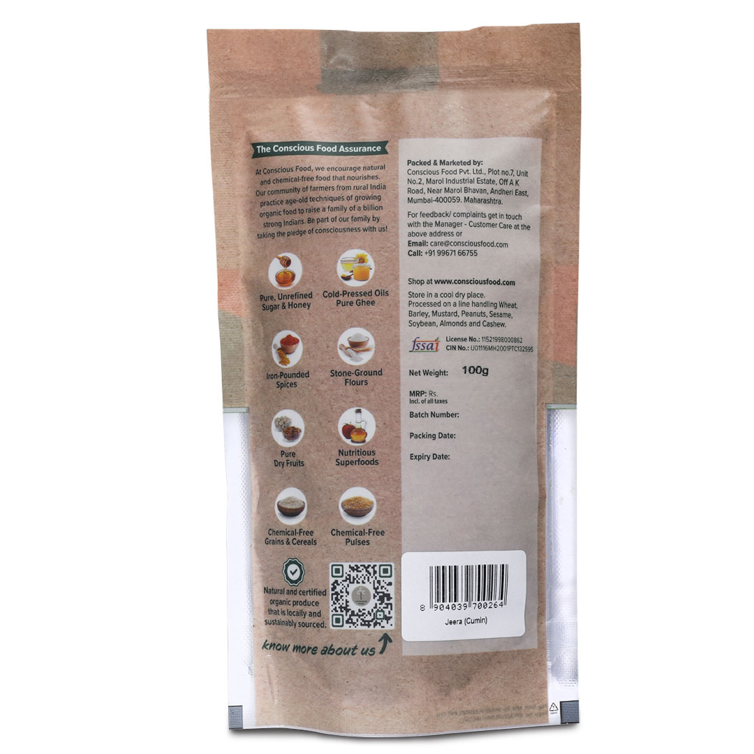Conscious Food Cumin Seeds Jeera - 100 Gm