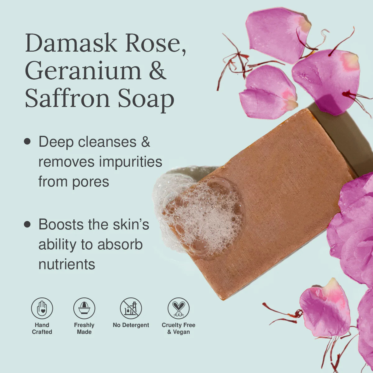 Juicy Chemistry Damask Rose Geranium  Saffron Organic Soap