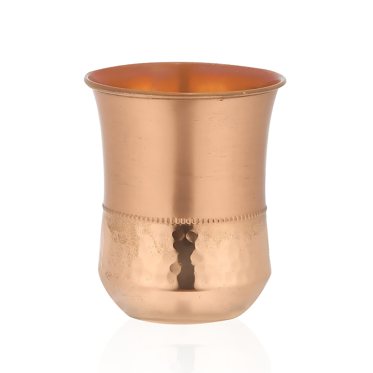 Copper Curve Drinking Glass Set of 2 300ml Pure Tamba Ayurvedic Glass