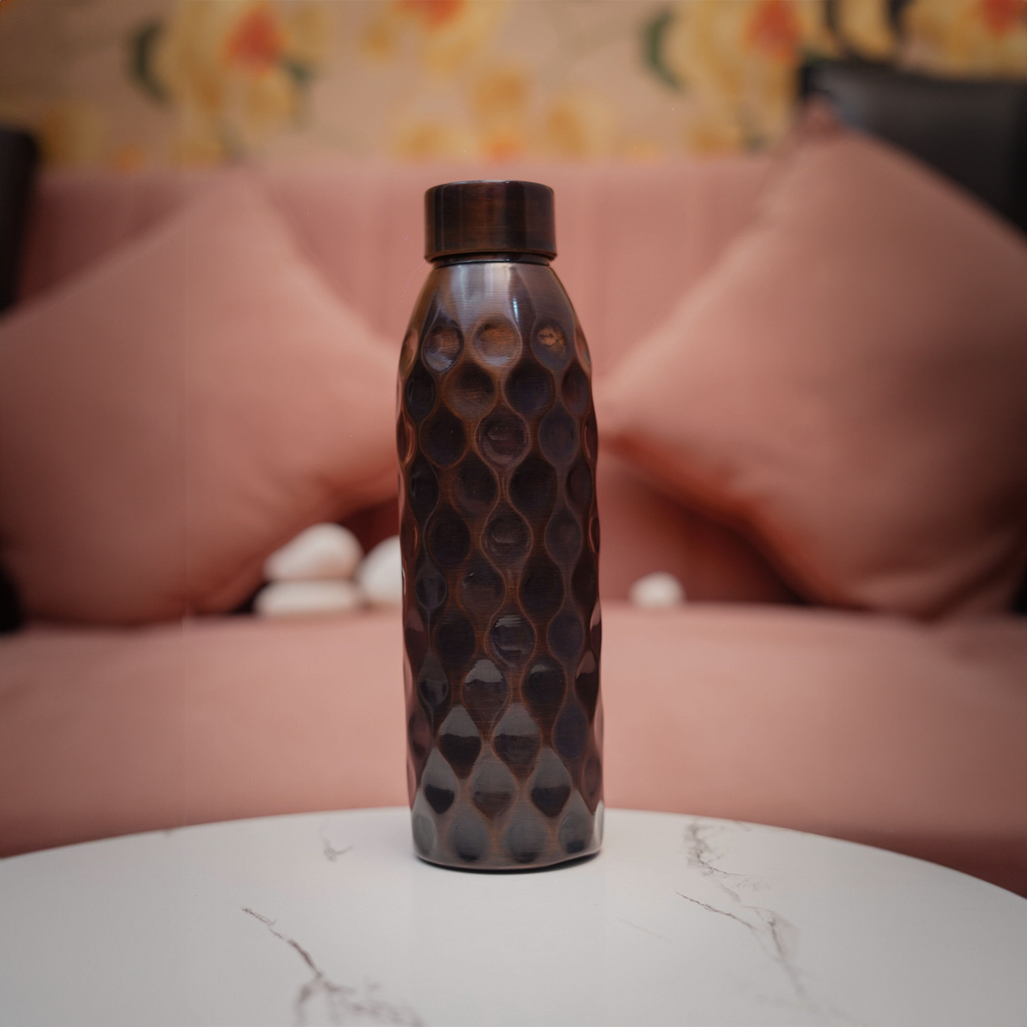 Doctor Ayurveda Antique Diamond Copper Bottle Ayurvedic Health Benefits Boosts Immunity Aids Digestion Premium Tamba Bottle for Home Office Travel Enhances Immunity Eliminates Harmful Bacteria