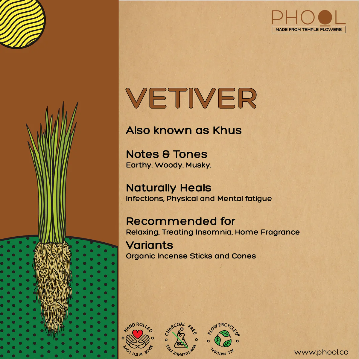 Phool Natural Incense Cones Vetiver - 40 U